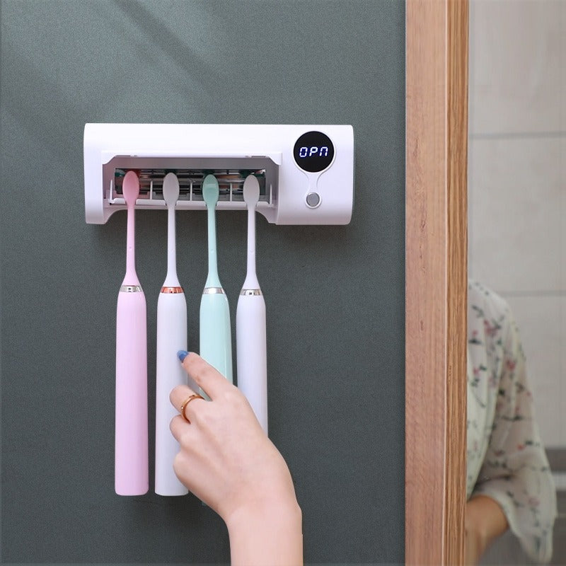 SOLVESSI UV Toothbrush Sanitizer – Wall-Mounted Holder with UV-C Light