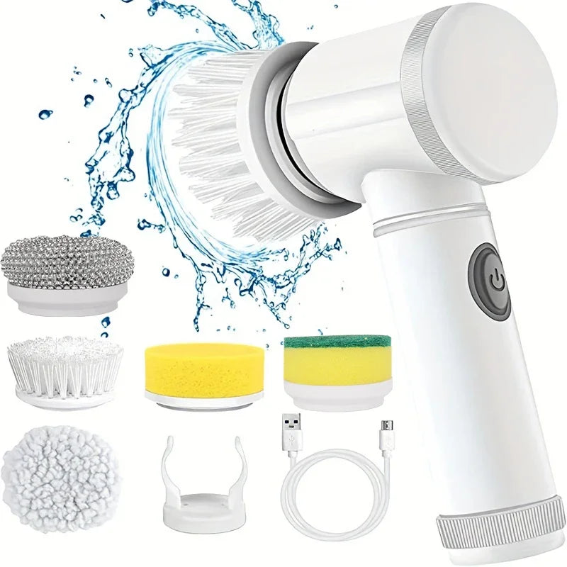 SOLVESSI Electric Spin Scrubber – Cordless Cleaning Brush with Replaceable Heads