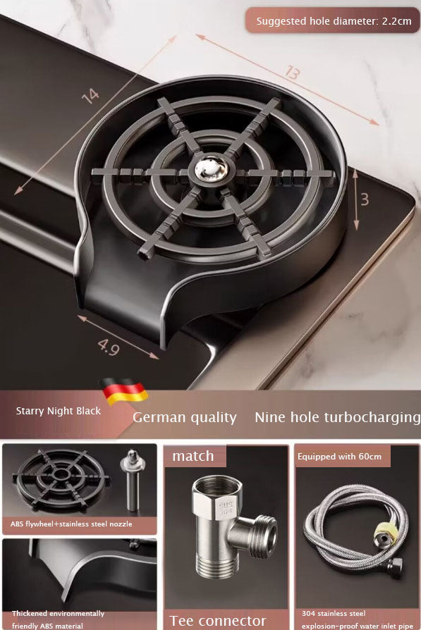 SOLVESSI Faucet Glass Rinser – Stainless Steel Cup Washer for Kitchen Sink