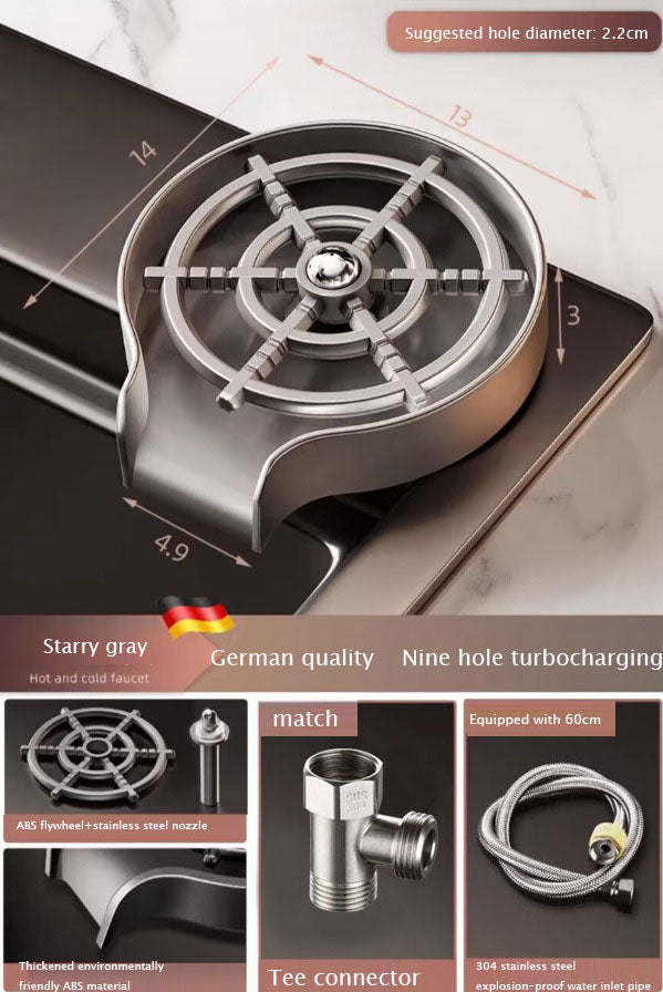 SOLVESSI Faucet Glass Rinser – Stainless Steel Cup Washer for Kitchen Sink