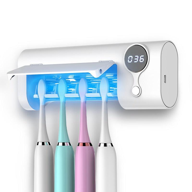 SOLVESSI UV Toothbrush Sanitizer – Wall-Mounted Holder with UV-C Light