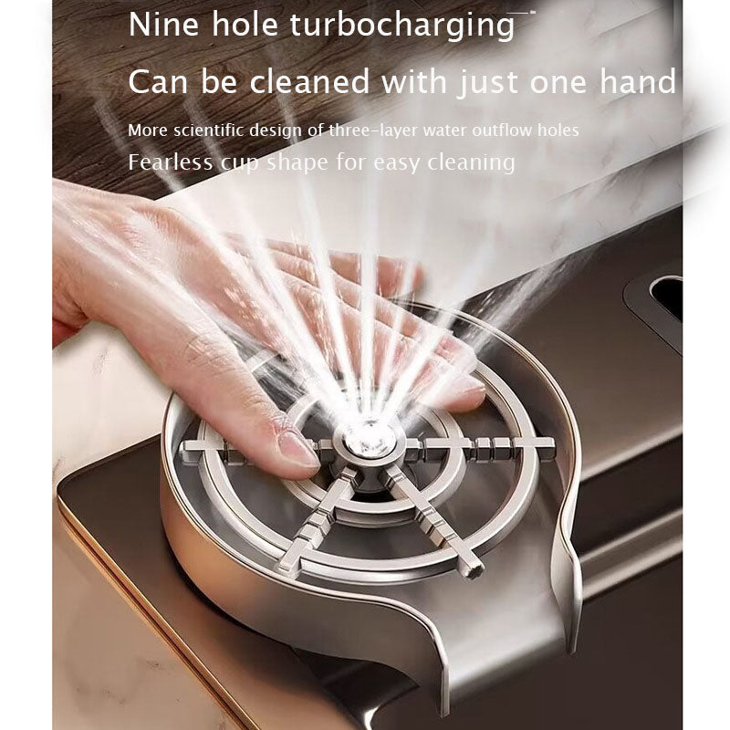 SOLVESSI Faucet Glass Rinser – Stainless Steel Cup Washer for Kitchen Sink