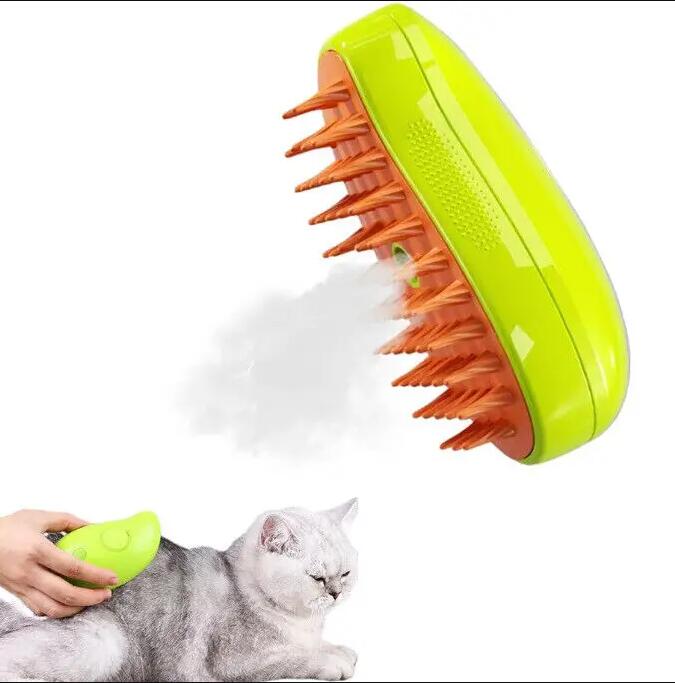 SOLVESSI 3-in-1 Steam Cat Brush – Self-Cleaning Grooming Brush for Cats & Dogs