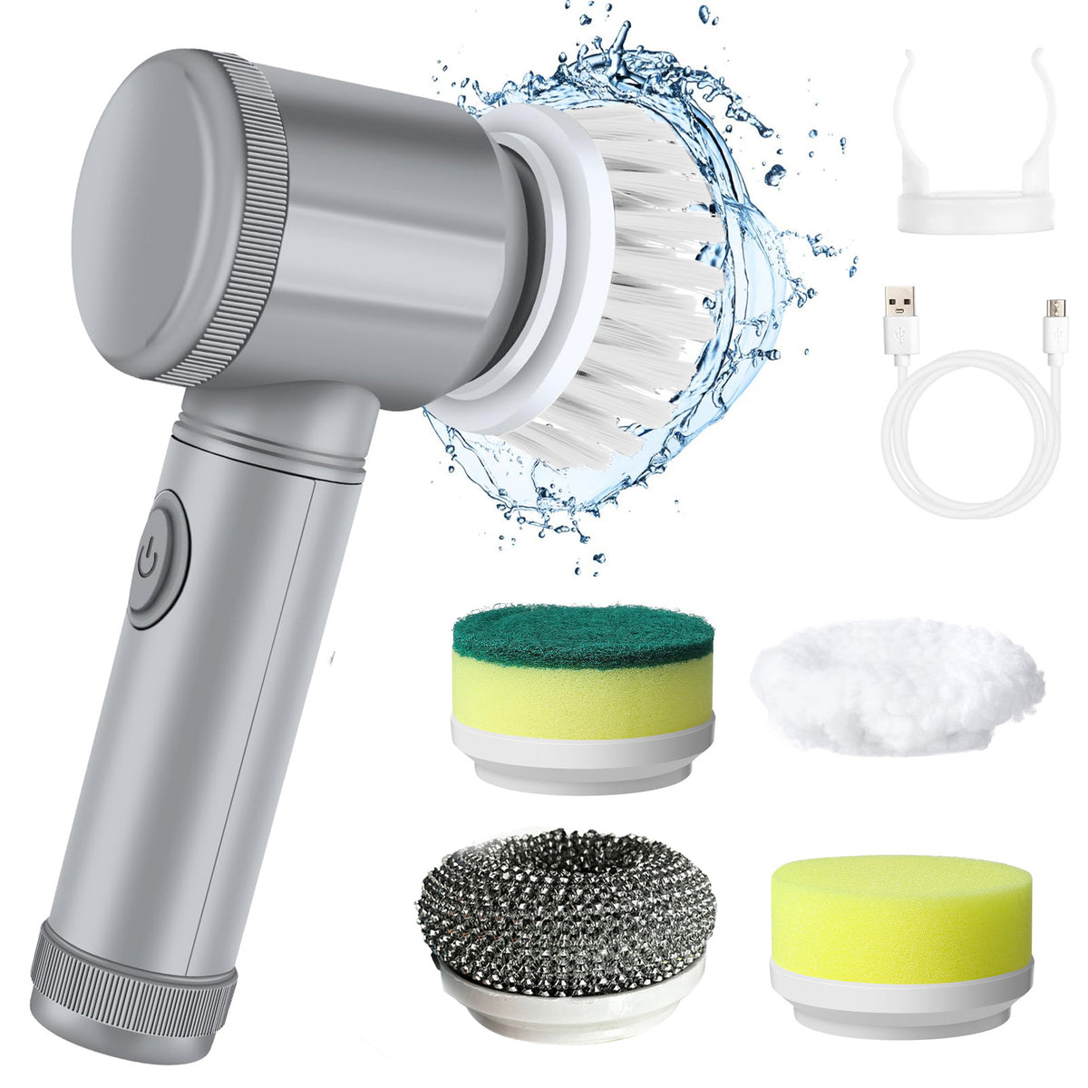 SOLVESSI Electric Spin Scrubber – Cordless Cleaning Brush with Replaceable Heads