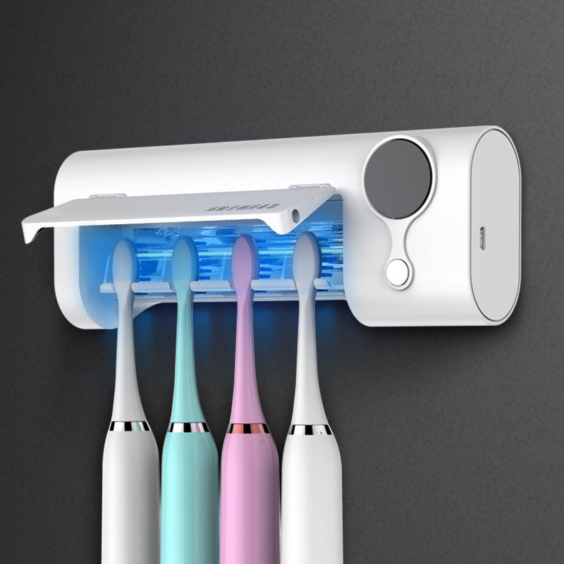 SOLVESSI UV Toothbrush Sanitizer – Wall-Mounted Holder with UV-C Light