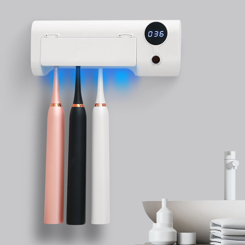 SOLVESSI UV Toothbrush Sanitizer – Wall-Mounted Holder with UV-C Light