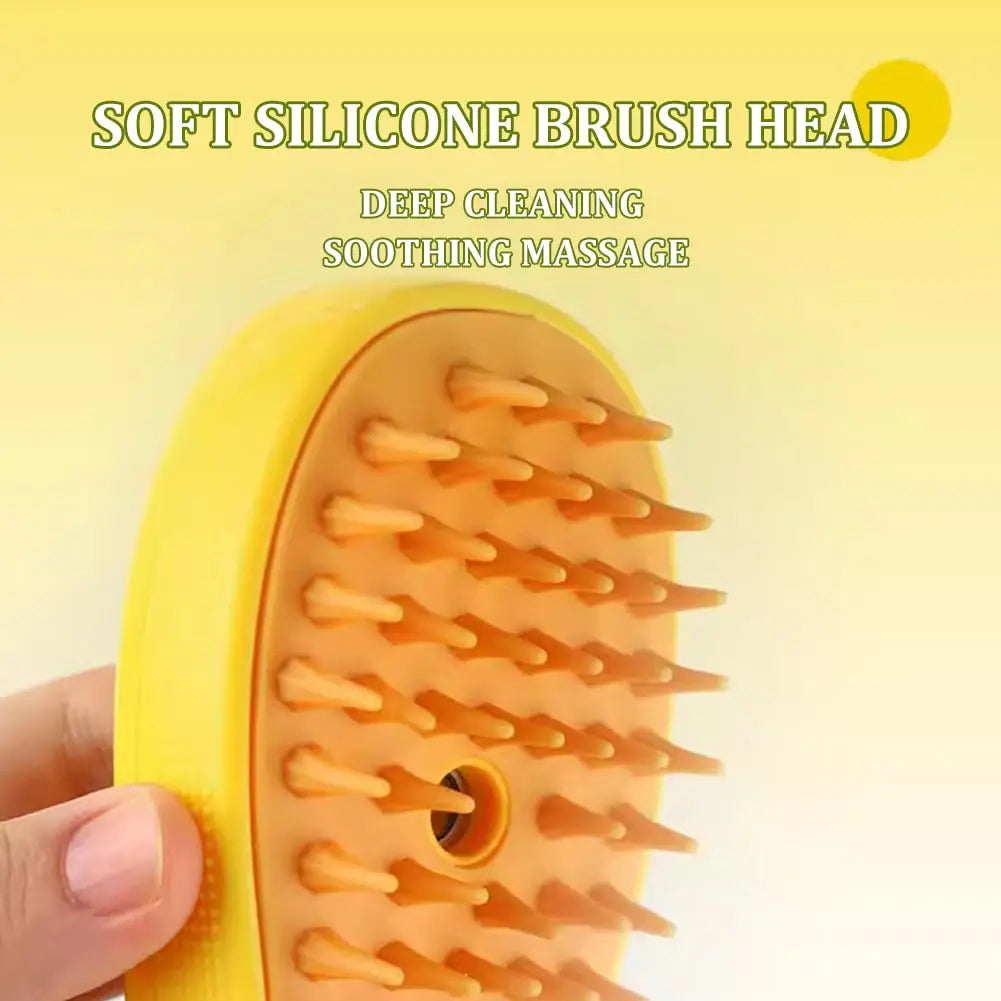 SOLVESSI 3-in-1 Steam Cat Brush – Self-Cleaning Grooming Brush for Cats & Dogs