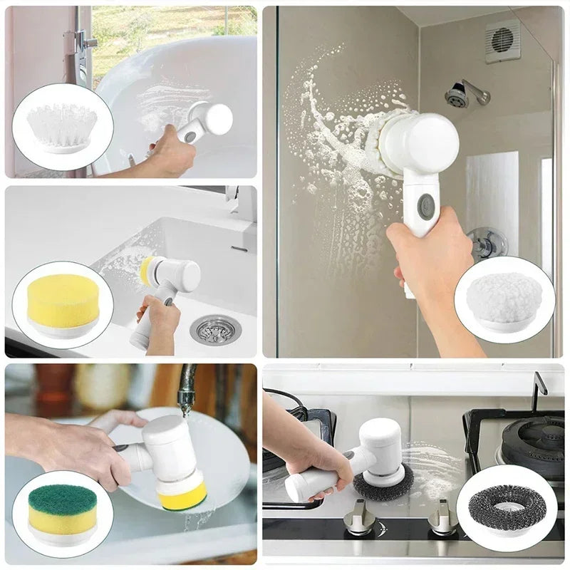 SOLVESSI Electric Spin Scrubber – Cordless Cleaning Brush with Replaceable Heads